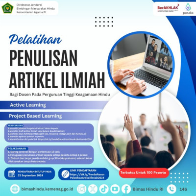 Gratis! Ditjen Bimas Hindu Gelar Pelatihan Penulisan Artikel Ilmiah Dosen PTKH, Kuota 100 Orang, Simak di Sini!
