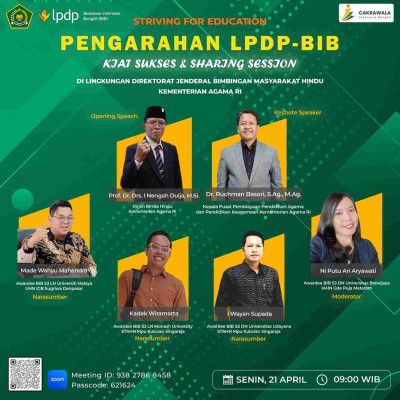 Kiat Sukses dan Sharing Session Sukses LPDP - BIB di Lingkungan Ditjen Bimas Hindu