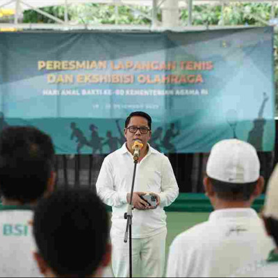 Sekjen Kemenag Resmikan Lapangan Tenis dan Buka Eksibisi Olahraga Sambut HAB ke-80